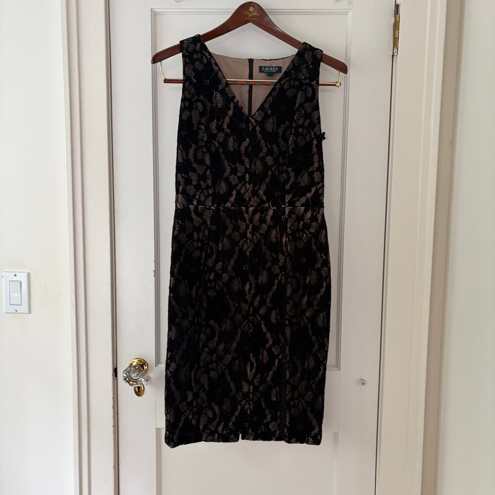 Lauren Ralph Lauren Lace Overlay Dress Black Size 10 - Picture 2 of 9